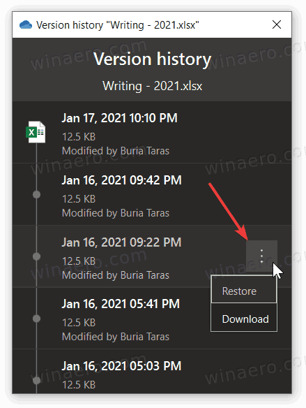 restore or download menu