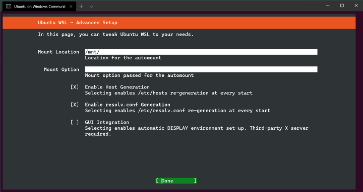 Ubuntu WSL Out Of Box Experience