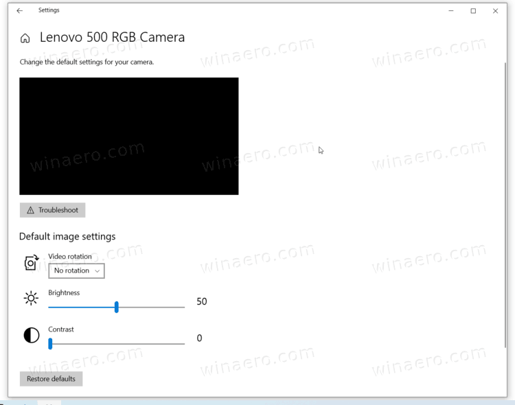 Изменение яркости и контрастности камеры в Windows 10