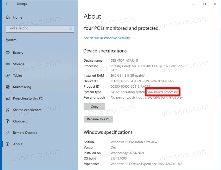 Check If Processor Is 32 Bit 64 Bit Or Arm In Windows 10