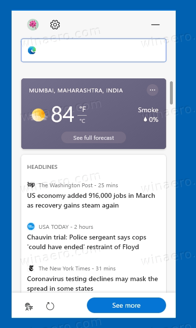 Edge News Widget Vertical Layout Default