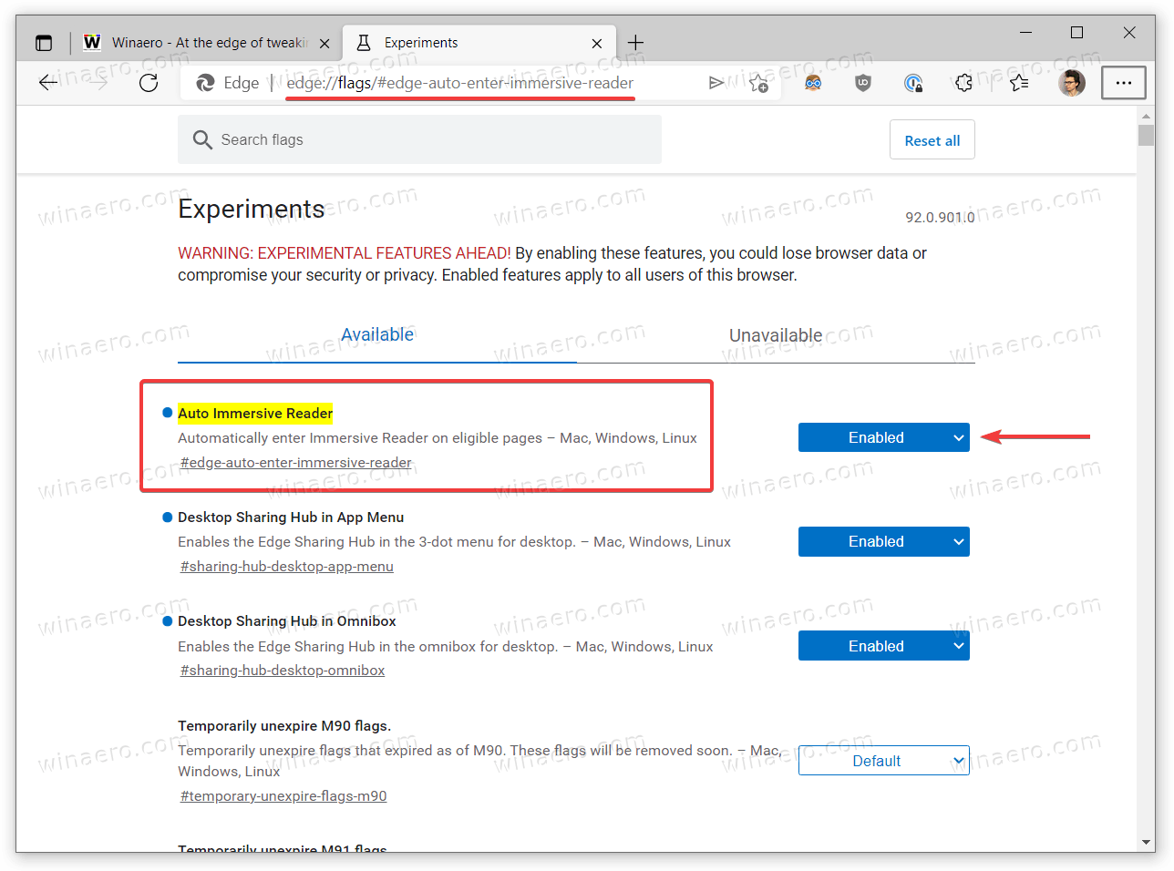 Automatically Open Web Pages In Immersive Reader In Edge