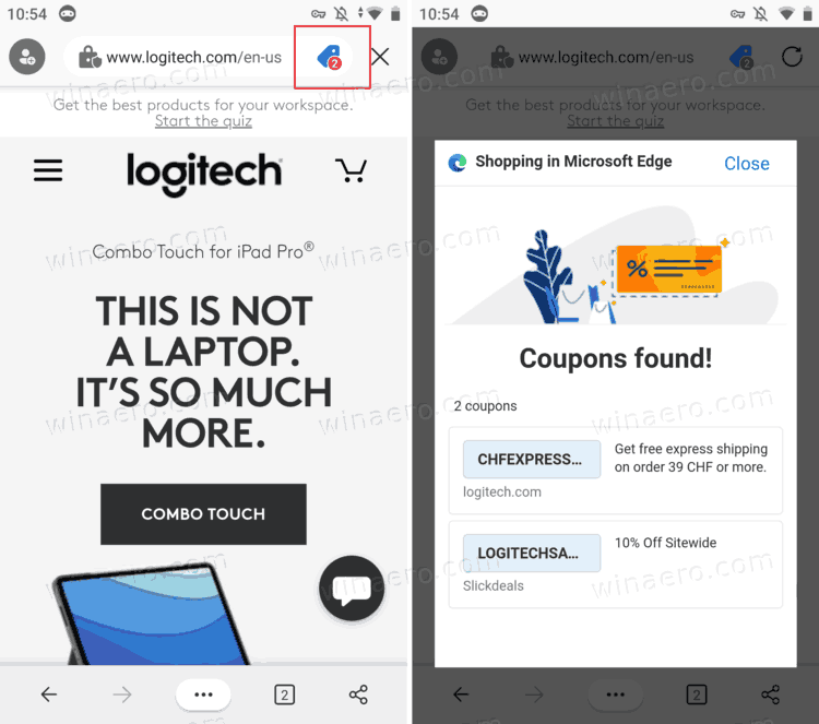 Enable Shopping Coupon Finder in Edge on Android