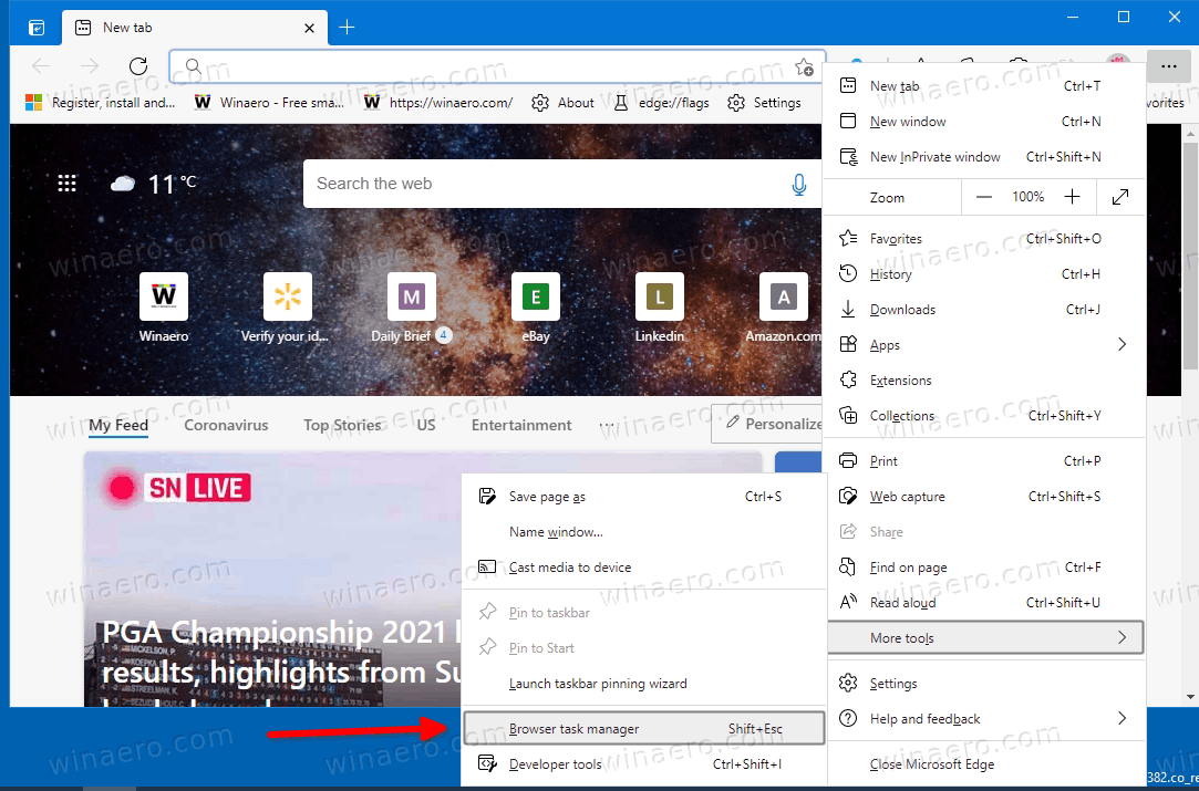 Open Browser Task Manager In Microsoft Edge