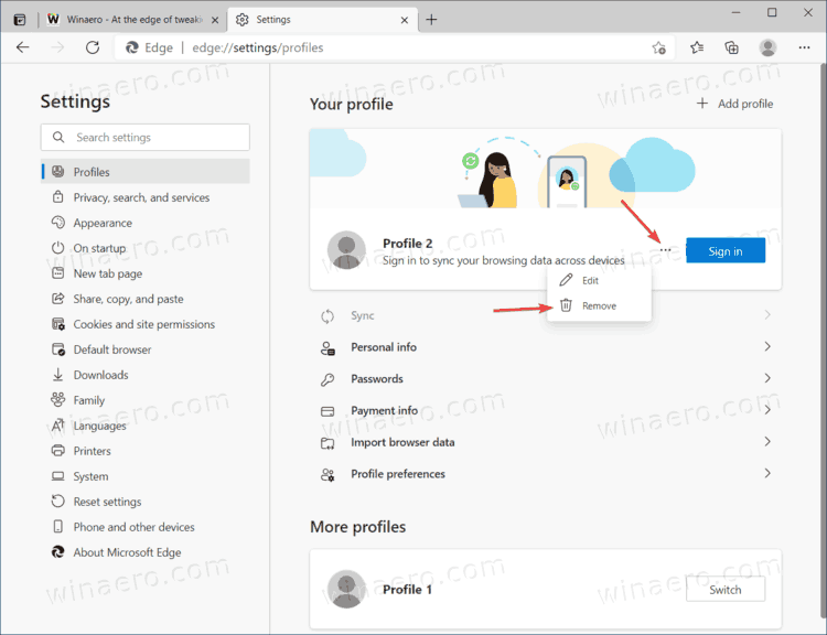 How to Remove a User Profile from Microsoft Edge