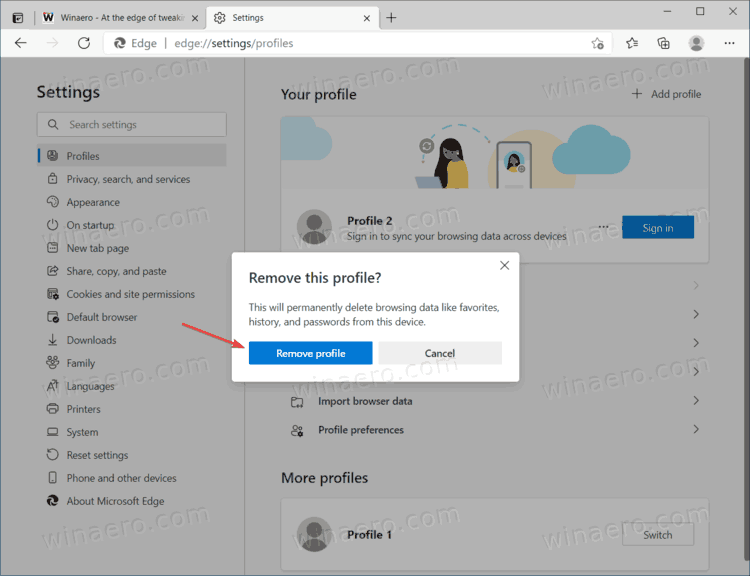 How to Remove a User Profile from Microsoft Edge