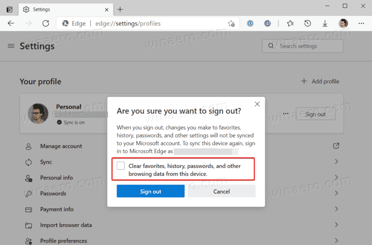 Delete Edge Profile Data for a Microsoft Account