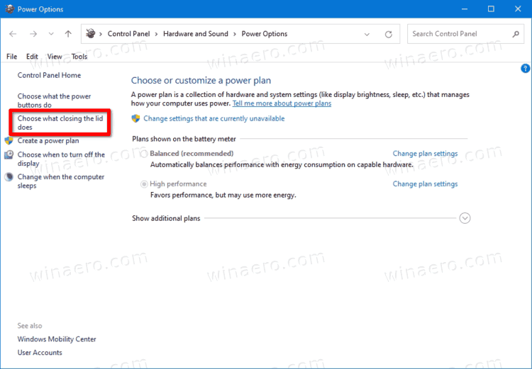 Windows 10 меняет то, на что указывает закрытие крышки