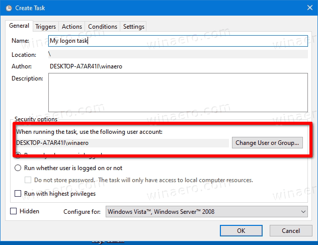 Windows 10 Select Task Ownership