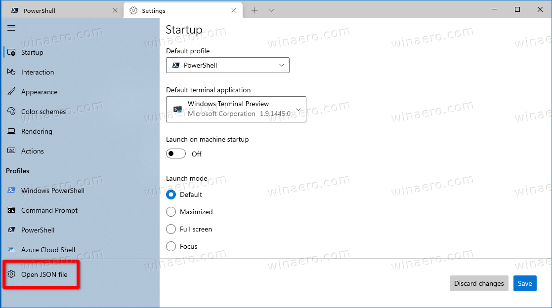 Windows Terminal Open JSON File