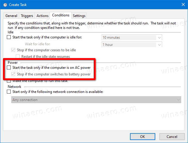 Uncheck The Start The Task Only If The Computer Is On AC Power Option