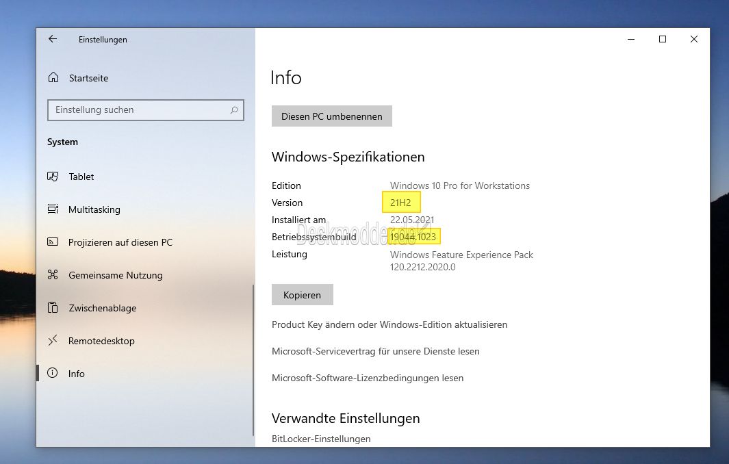 Windows 10 Version 21h2 19044