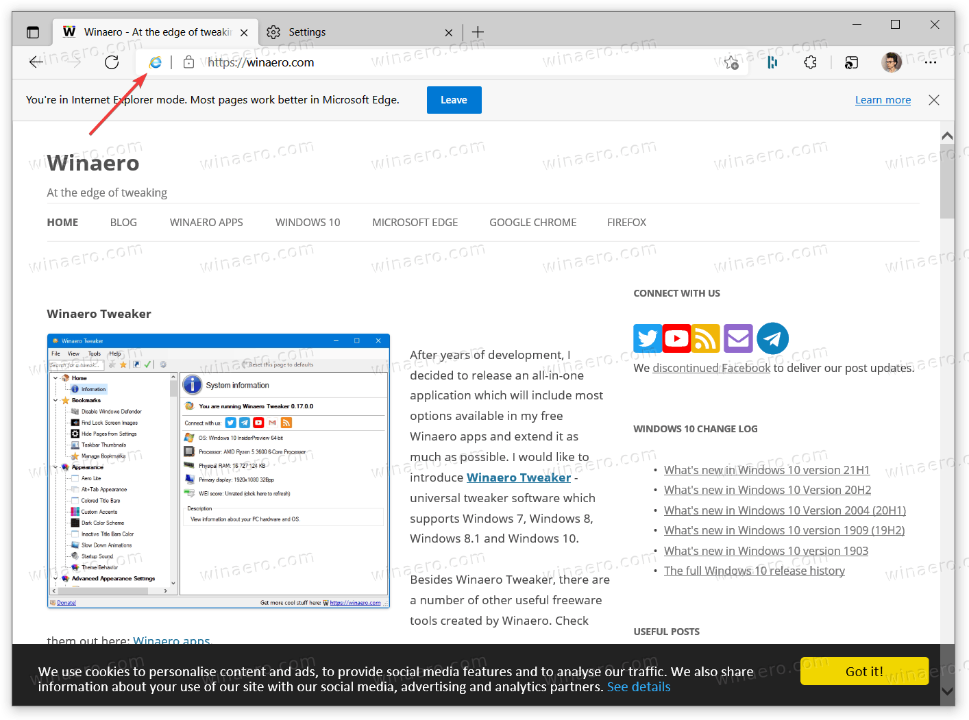 A Website Opened In IE Mode