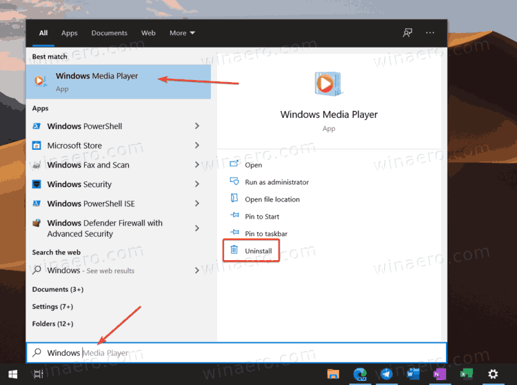 Delete Windows Media Player In Windows 10