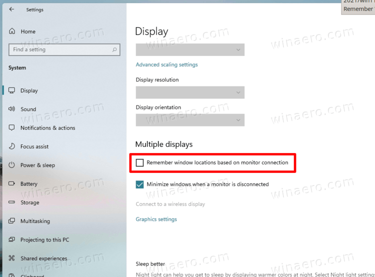 Disable Remember Window Locations In Windows 11