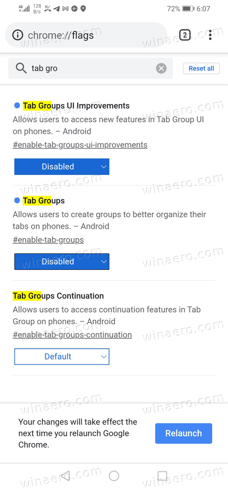 Disable Tab Grouping In Chrome 91 On Android