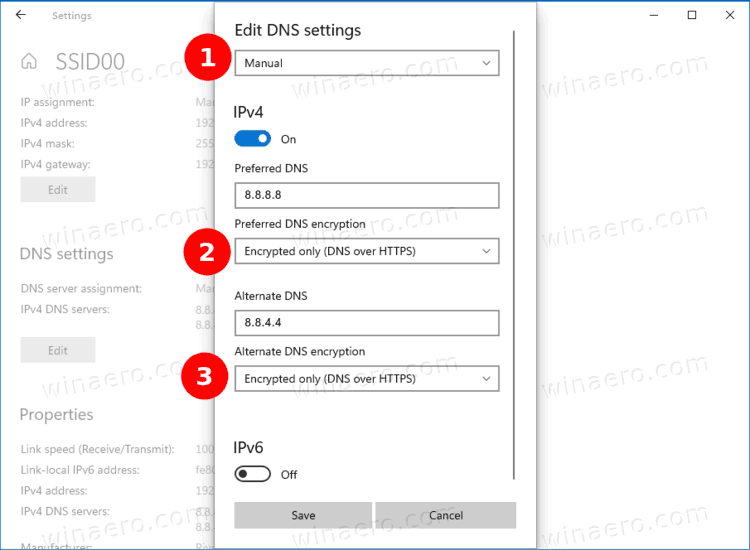 Включение DNS через HTTPS в Windows 10