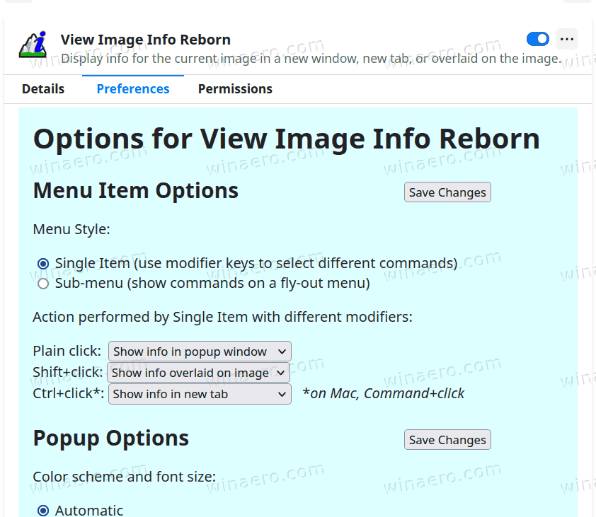 View Image Info Reborn add-on preferences
