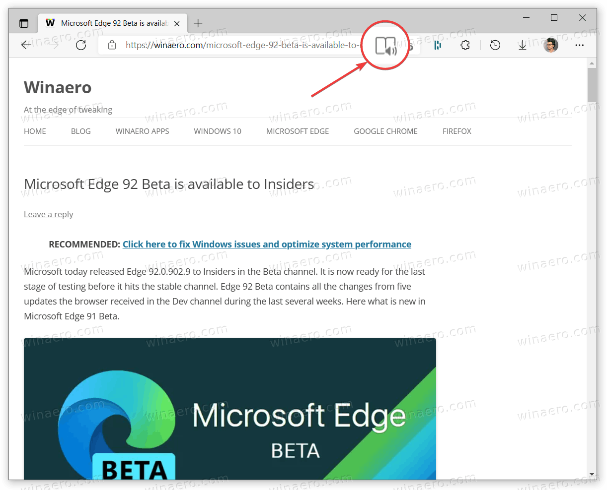 Microsoft Edge Open Immersive Reader