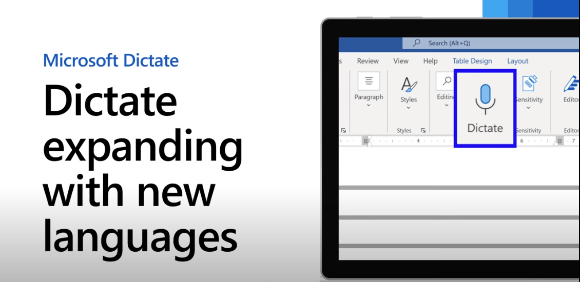 Dictation in Office now supports seven more languages