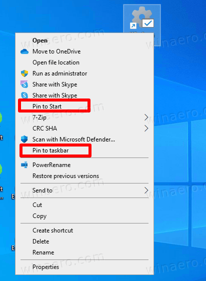 Закрепить папку инструментов Windows в начале или на панели задач