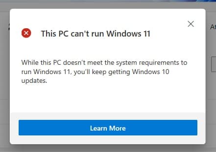 This PC Can't Run Windows 11