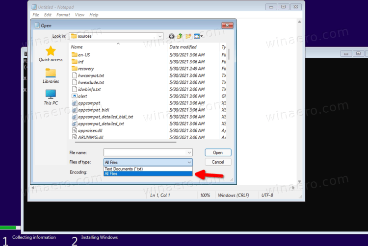 WinPe Notepad All Files