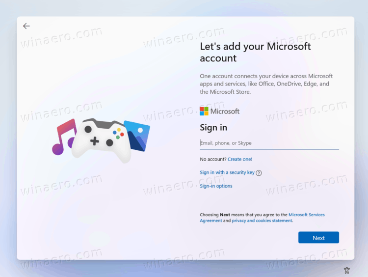 Let's add your Microsoft Account screen