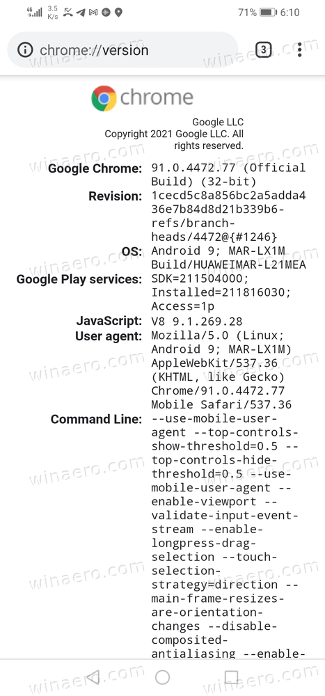 Chrome 91 на Android