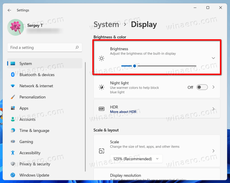 Change Display Brightness In Windows 11
