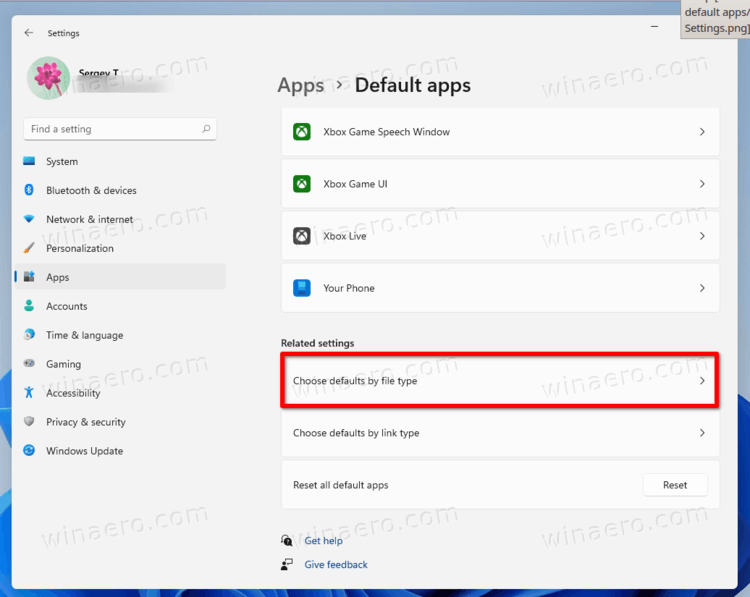 Choose Defaults By File Type In Settings