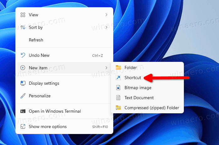 Create New Desktop Shortcut