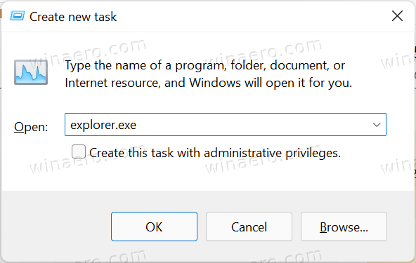 Create New Task Explorer