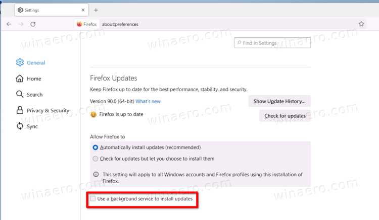 Disable Firefox Background Updates