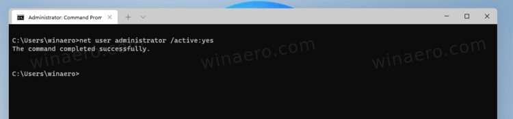 Включить учетную запись администратора в Windows 11