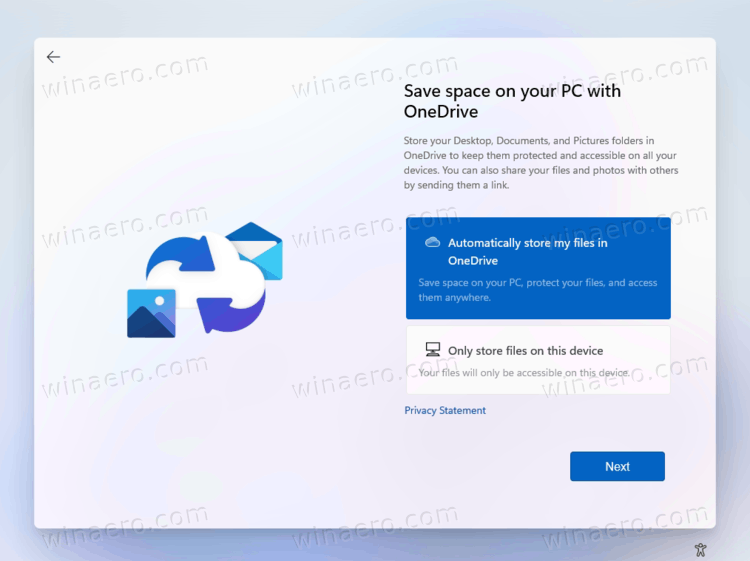 Select Automatically Store My Files In OneDrive