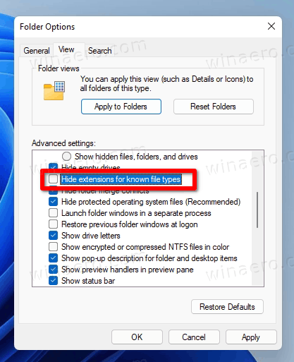 Show File Extensions In Windows 11