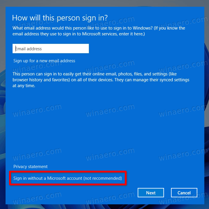 Sign In Without A Microsoft Account