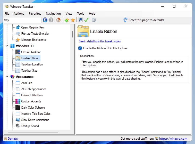 Tweaker Enable Ribbon In Windows 11