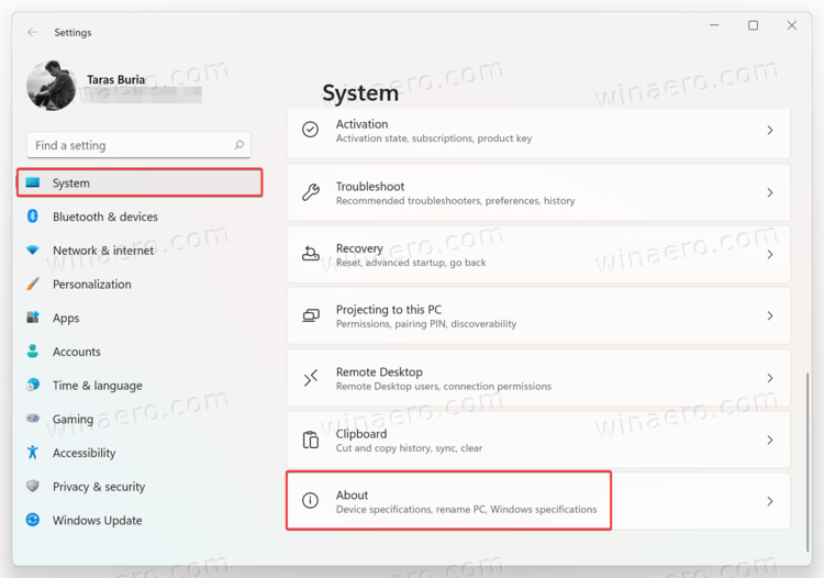 Windows 11 Settings System About