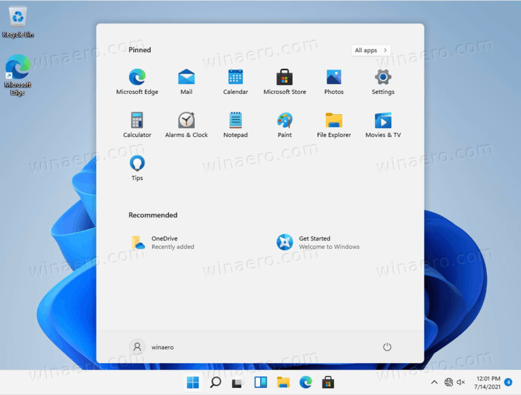 Windows 11 Desktop With Start Menu And Taskbar