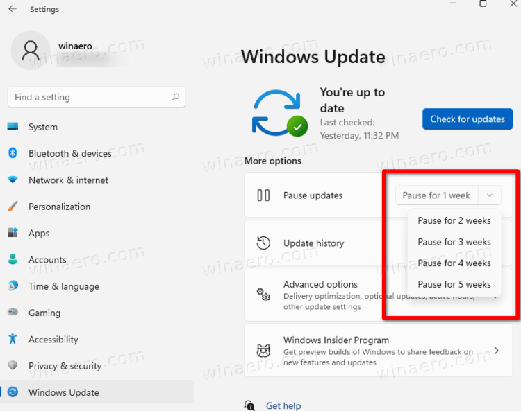 Windows 11 Pause Updates For Weeks