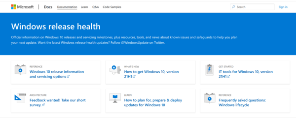 Windows Release Health Dashboard