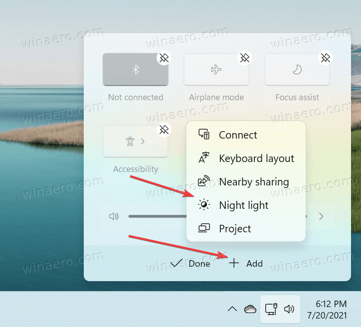 Add Windows 11 Night Light Button To Quick Settings