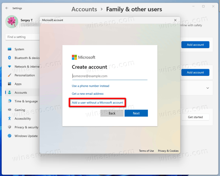Click On Add A User Without A Microsoft Account Link