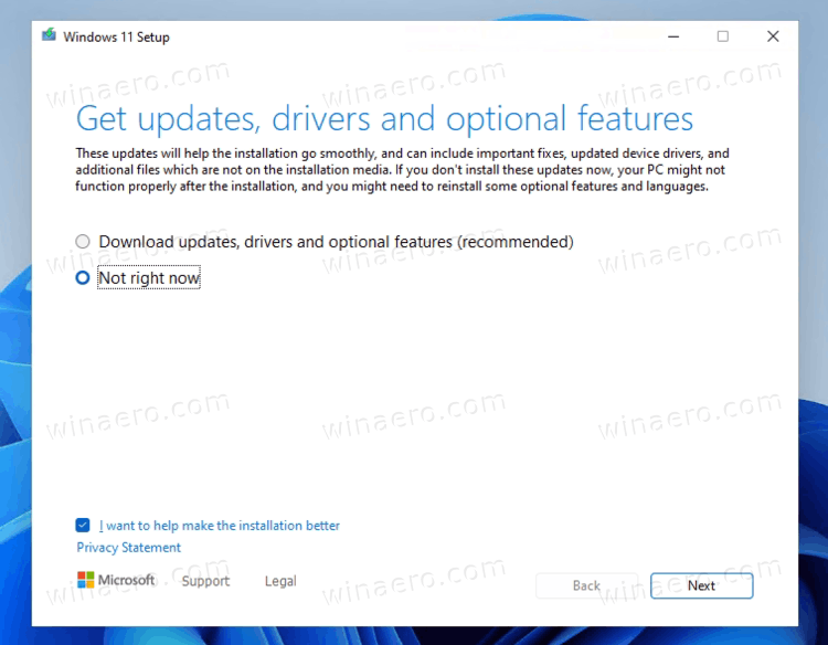 Get Updates Page In Setup
