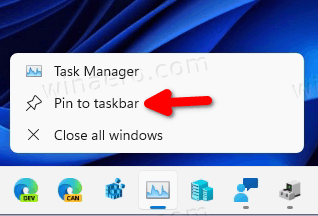 Task Manager Pin To Taskbar