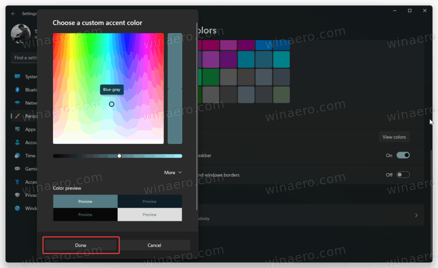 Изменить цвет меню Пуск в Windows 11