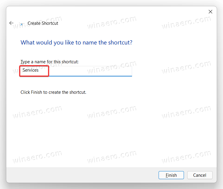Create Services Shortcut In Windows 11