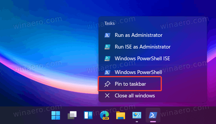 Pin PowerShell To The Windows 11 Taskbar